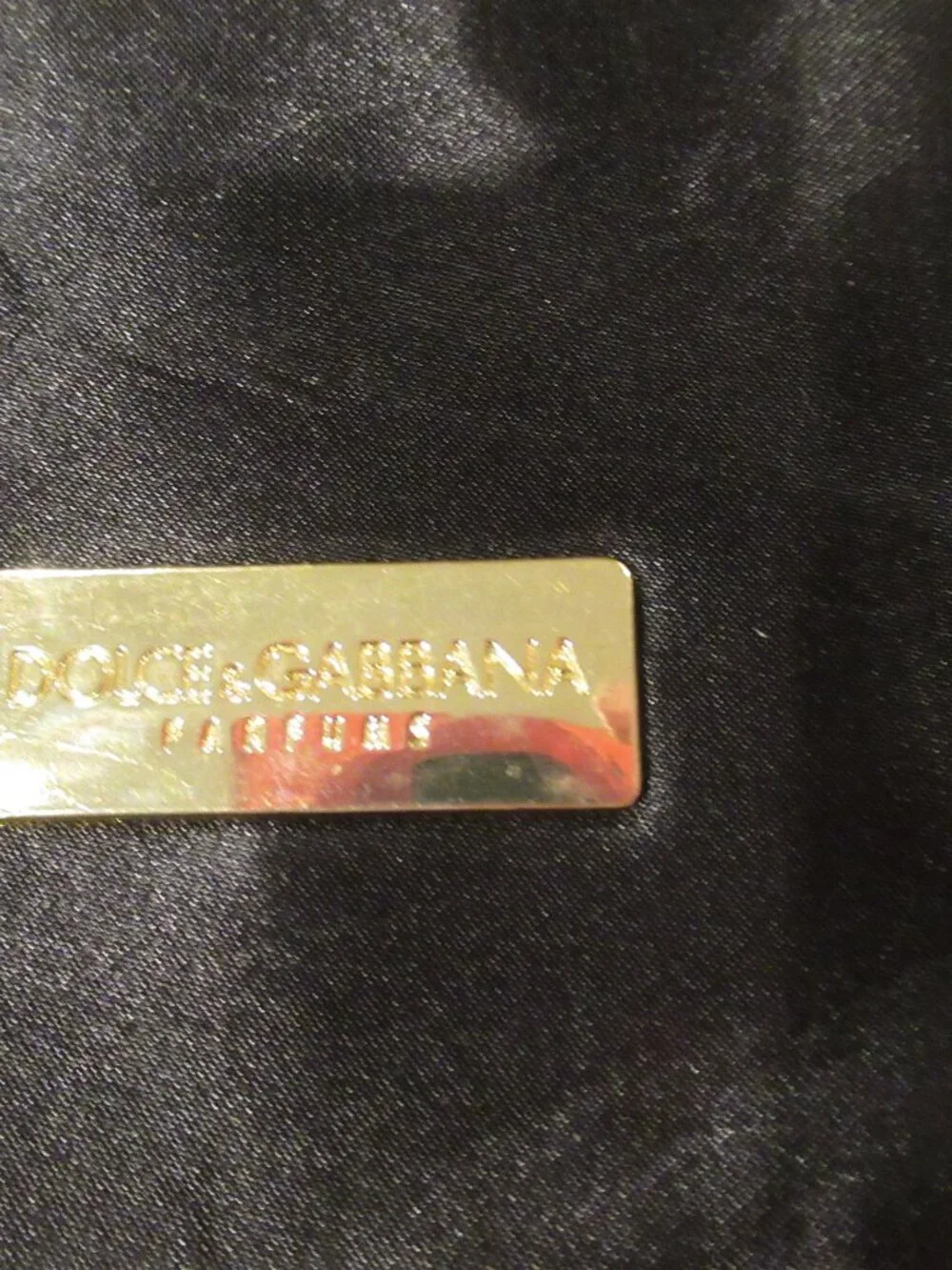 Dolce and Gabbana Parfums black satin wristlet clutch